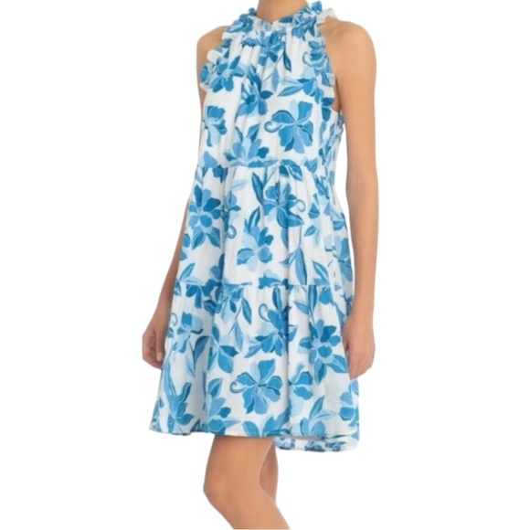 Clover and Sloan blue and white floral dress size medium - Picture 2 of 16